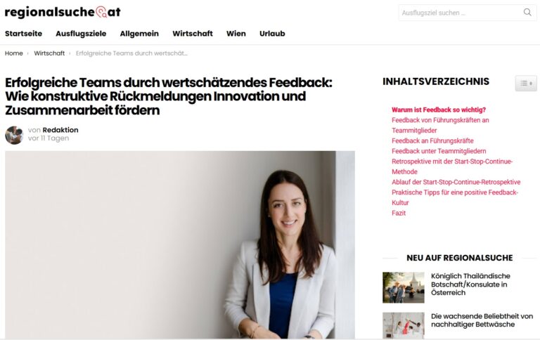 regionalsuche.at: Erfolgreiche Teams durch wertschätzendes Feedback