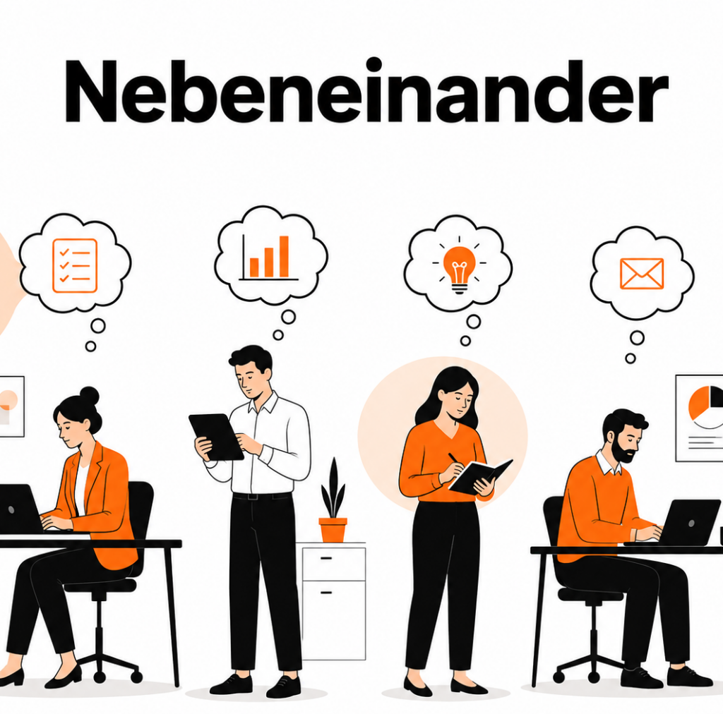 Nebeneinander arbeiten im Team